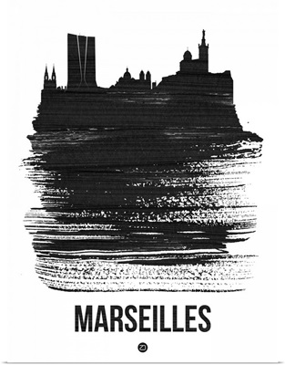 Marseilles Skyline Brush Stroke Black