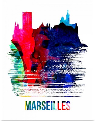 Marseilles Skyline Brush Stroke Watercolor