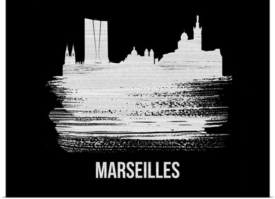 Marseilles Skyline Brush Stroke White