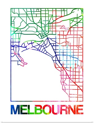 Melbourne Watercolor Street Map