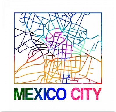 Mexico City Watercolor Street Map