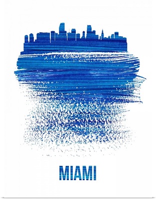 Miami Skyline Brush Stroke Blue
