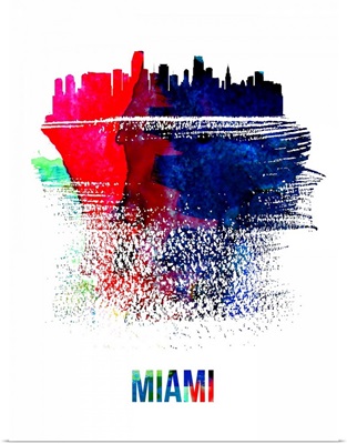 Miami Skyline Brush Stroke Watercolor