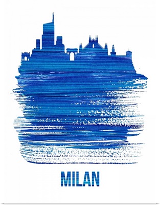 Milan Skyline Brush Stroke Blue