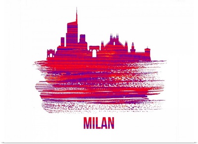 Milan Skyline Brush Stroke Red