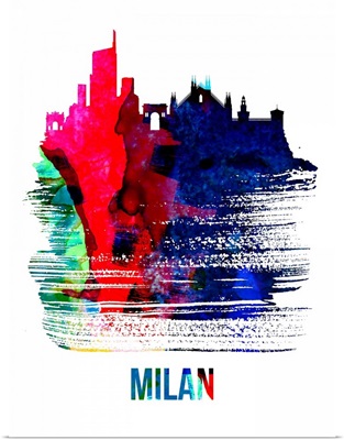 Milan Skyline Brush Stroke Watercolor