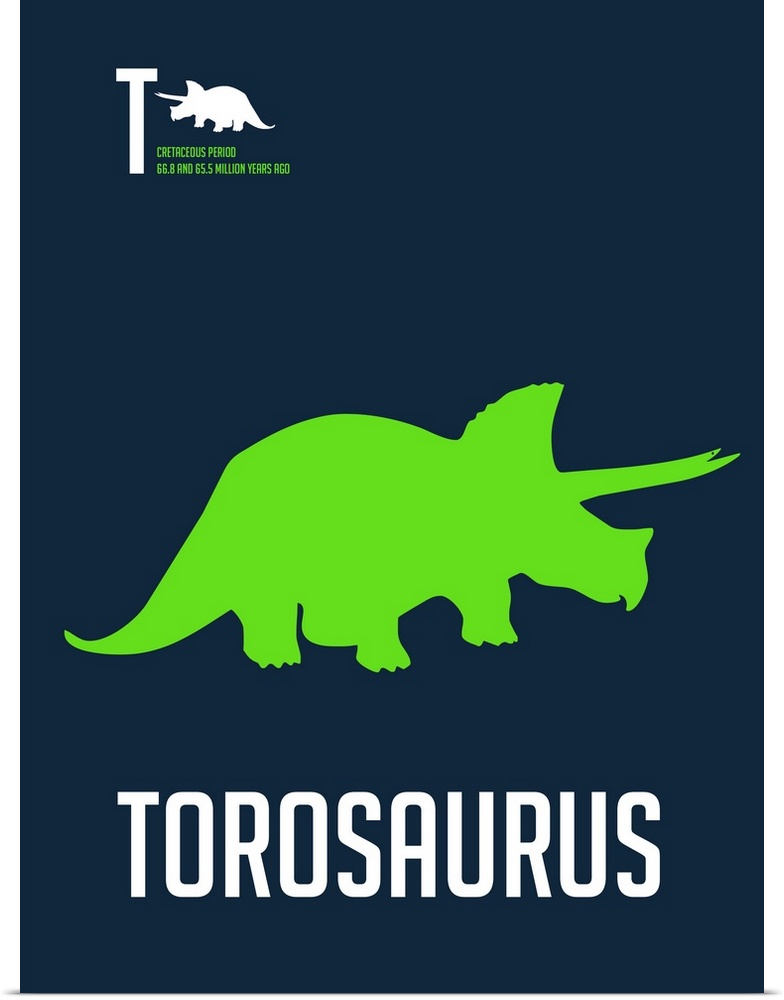 Minimalist Dinosaur Poster - Torosaurus - Green