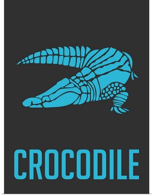 Minimalist Wildlife Poster - Crocodile - Blue