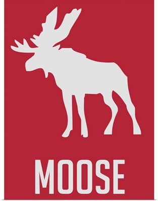 Minimalist Wildlife Poster - Moose - Red