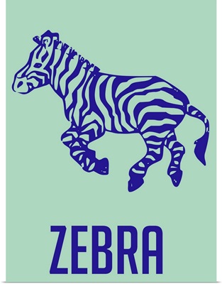 Minimalist Wildlife Poster - Zebra - Blue