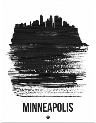 Minneapolis Skyline Brush Stroke Black