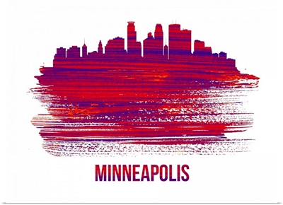 Minneapolis Skyline Brush Stroke Red