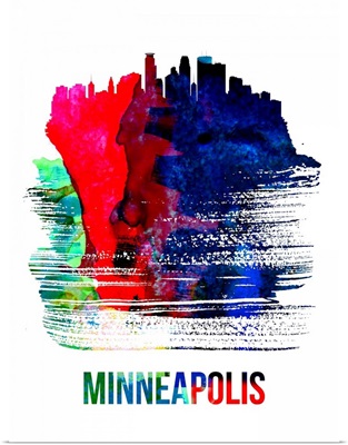 Minneapolis Skyline Brush Stroke Watercolor