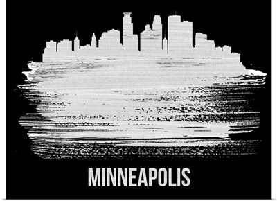Minneapolis Skyline Brush Stroke White
