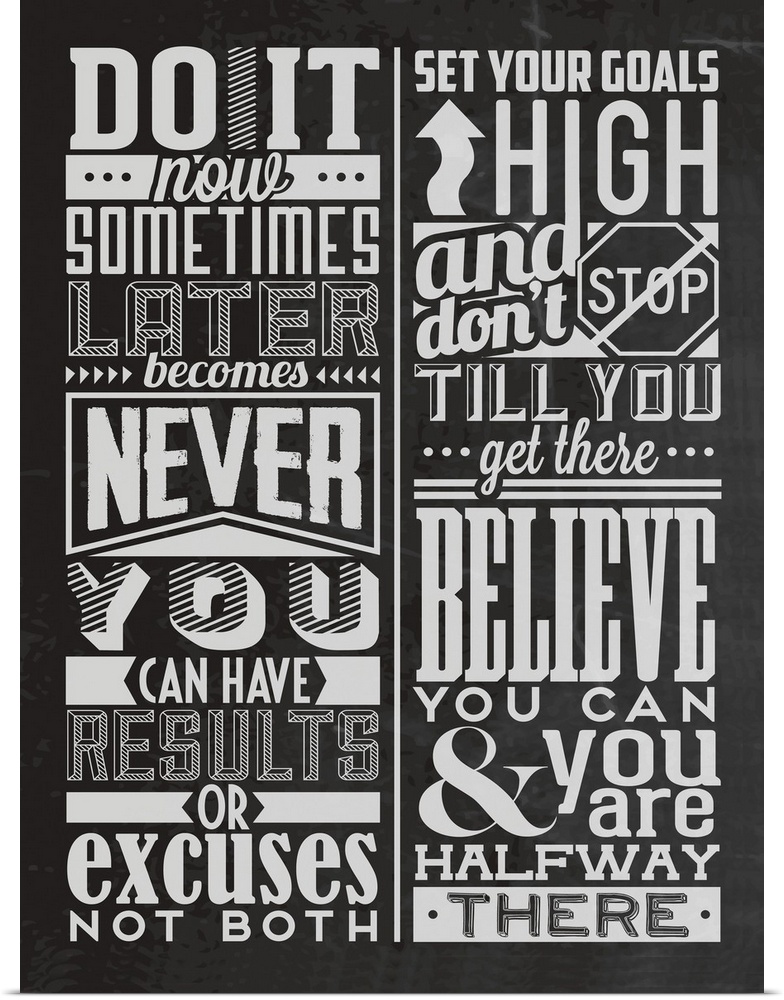 Contemporary chalkboard style typography art.