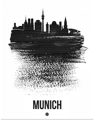 Munich Skyline Brush Stroke Black