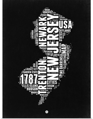 New Jersey Black and White Map
