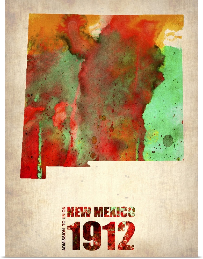 New Mexico Watercolor Map