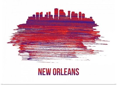 New Orleans Skyline Brush Stroke Red