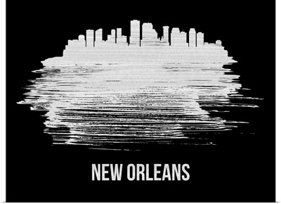 New Orleans Skyline Brush Stroke White