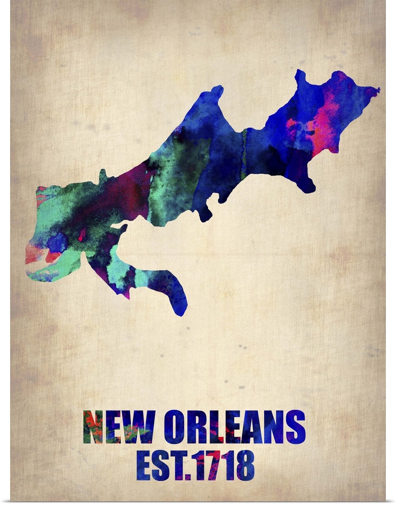 New Orleans Watercolor Map