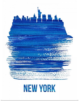 New York Brush Stroke Skyline Blue