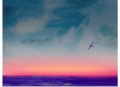 Ocean Sunset Watercolor I
