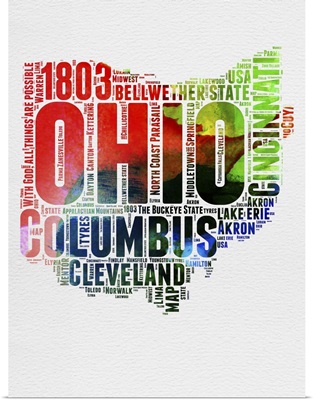 Ohio Watercolor Word Cloud