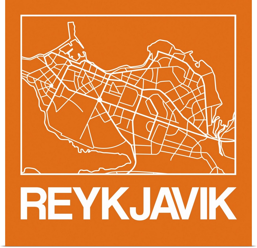 Contemporary minimalist art map of the city streets of Reykjavik.