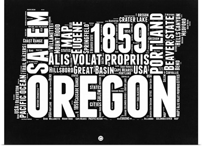 Oregon Black and White Map