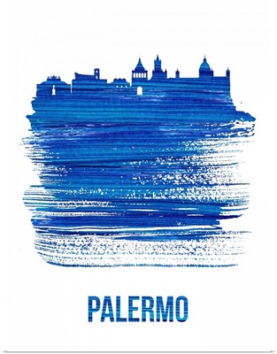 Palermo Skyline Brush Stroke Blue