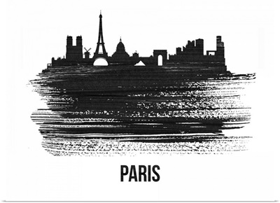 Paris Skyline Brush Stroke Black II