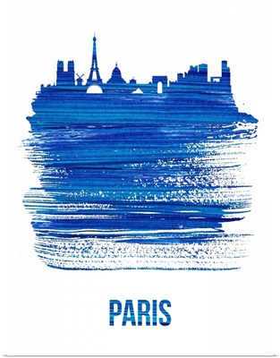 Paris Skyline Brush Stroke Blue