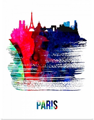 Paris Skyline Brush Stroke Watercolor