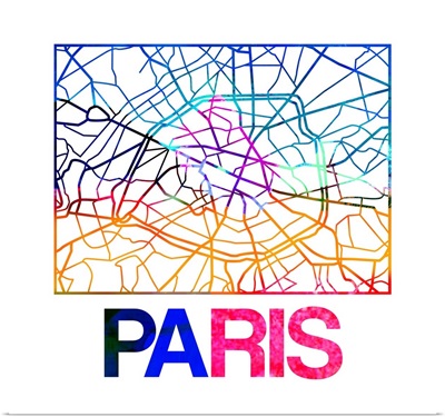 Paris Watercolor Street Map