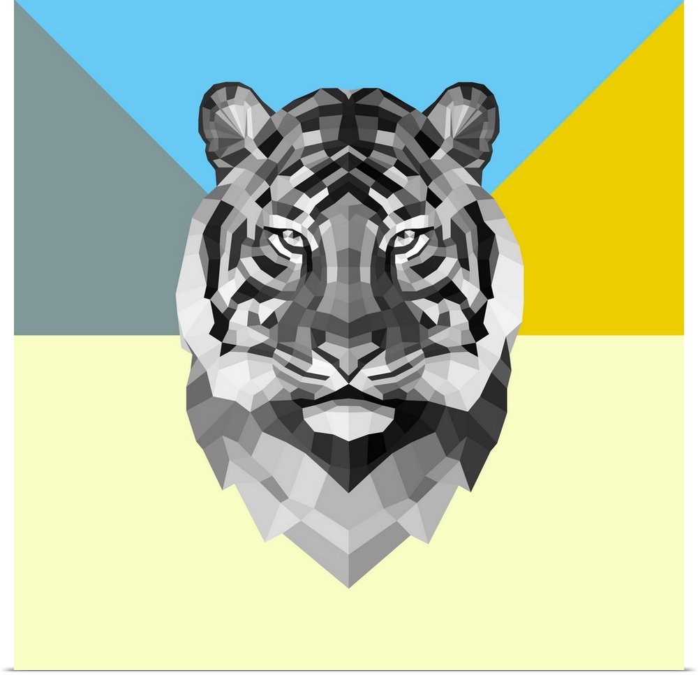 Tiger head made up of a polygon mesh.
