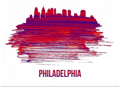 Philadelphia Skyline Brush Stroke Red
