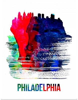 Philadelphia Skyline Brush Stroke Watercolor