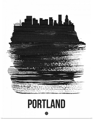 Portland Skyline Brush Stroke Black