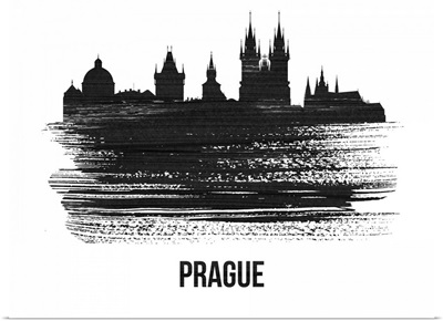 Prague Skyline Brush Stroke Black II