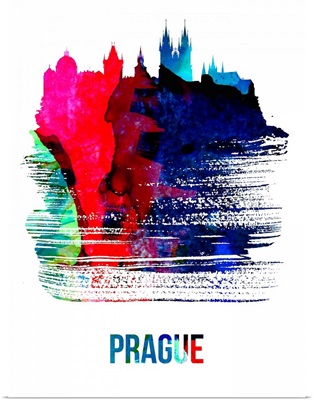 Prague Skyline Brush Stroke Watercolor