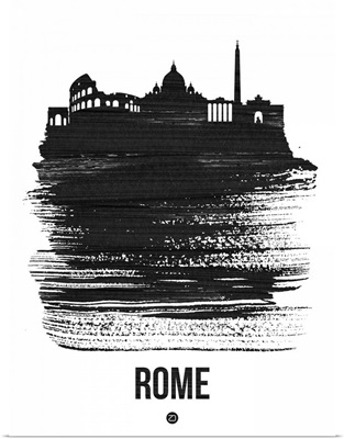 Rome Skyline Brush Stroke Black