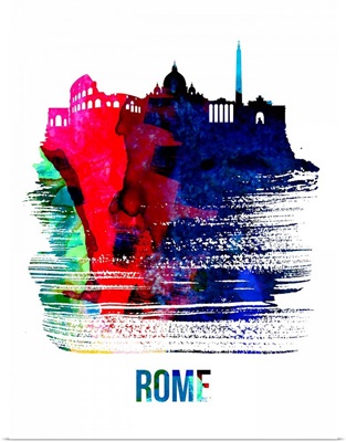 Rome Skyline Brush Stroke Watercolor