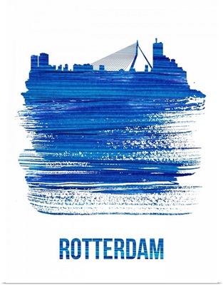 Rotterdam Skyline Brush Stroke Blue