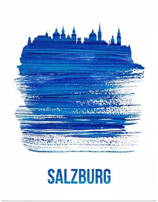 Salzburg Skyline Brush Stroke Blue