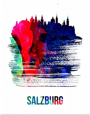 Salzburg Skyline Brush Stroke Watercolor