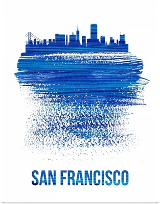San Francisco Brush Stroke Skyline Blue