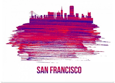 San Francisco Skyline Brush Stroke Red
