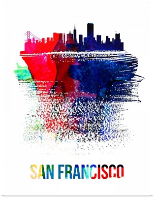 San Francisco Skyline Brush Stroke Watercolor