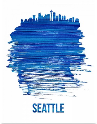 Seattle Brush Stroke Skyline Blue